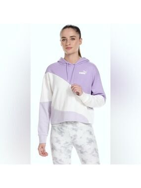 Puma purple and white colour block sports hoodie size large